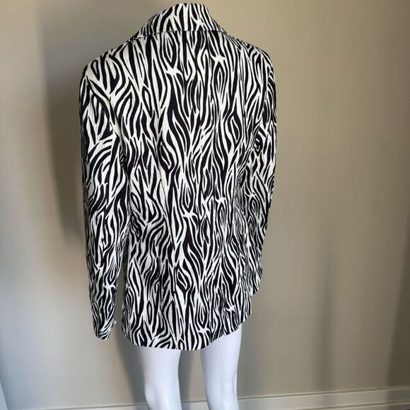 Zebra Animal Print Tuxedo Fitted Blazer Size S - Picture 3 of 6